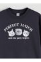 Alita City Lcw Kids Navy Blue Oval Collar Printed Thick Sweatshirt for Girls - 3