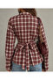 Burgundy Plaid Patterned Women's Shirt with Belted Waist |   Mkw1611527-1 - 5
