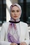 Crepe Leaf Patterned Purple Color 75X195 Non-Fading Shawl