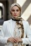 Crepe Watercolor Leaf Patterned Beige Color 75X195 Non-Fading Shawl - 4