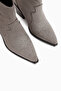 Joo Gray Suede Pointed Toe Embroidered Western Women's Boots, Women's Bootie - 4