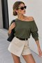 Women's Khaki Off-Shoulder Modal Blouse - 5