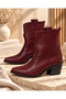 Women's Burgundy Western Cowboy Ankle Short Boots - 2