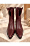 Women's Burgundy Western Cowboy Ankle Short Boots - 4