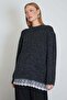 Ruffled Skirt, Crew Neck, Loose Knit Sweater - 7
