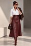 Burgundy Faux Leather High Waist Maxi Skirt - 2