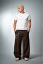 Brown Linen Super Baggy Men's Trousers - 3