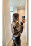 Women's Crew Neck Trend Leopard Patterned Furry Cardigan - 4