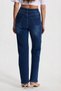 Women's Relax Fit Comfortable Cut Cotton Lycra Pocket Palazzo Navy Blue Jean Denim Trousers - 8