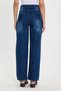Women's Relax Fit Comfortable Cut 100% Cotton Wide Leg Navy Blue Jean Denim Trousers with Pockets - 7