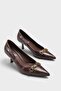 Pointed Toe Buckle Croco Medium Heeled Women's Shoes