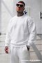 Men's White 3 Thread Combed Cotton Fabric Crew Neck Sweatshirt - 2