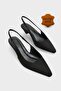 Ricki Genuine Leather Lined Pointed Toe Mid-Heel Open Back Women's Shoes - 2
