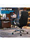 Minister-M Executive Office Chair, High-Back PU Leather, High-Density Foam Seat, Fixed Chrome Armrests, 5-Position Synchronized Recline, Height Adjustable, Black, 2-Year - 2