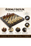 Luxury Wooden Mahogany Look Chess Checkers Backgammon Set 3 in 1 Folding Interlocking 34X34 cm Premium Set - 8