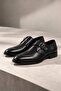 Men's Genuine Leather Neolite Sole Single Buckle Detailed Classic Shoes Black