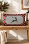 New Year's Themed Velvet Throw Pillow Case with Deer Pattern 35X55 cm - Decorative Pillow Case - 3