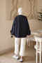 Navy Blue Pocketed Button Oversized Jacket - 5