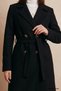 Lined Kaşe Double-Breasted Black Coat - 2