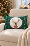 New Year's Themed Velvet Throw Pillow Case with Deer Pattern 35X55 cm - Decorative Pillow Case