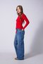 Polo Collar Zippered Terry Knit Sweater Red - 3