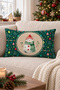 New Year's Themed Snowman Patterned Velvet Throw Pillow Case 35X55 cm - Decorative Pillow Case - 5