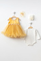 Ponpon Baby Girl Newborn Tulle Floral Mevlüt Dress Special Occasion Outfit 4 Pieces - 2