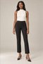 Women's High Waist Shape-Defining Spanish Flare Pants - Flexible Fabric with Elastic Waist and Hidden Zipper Black Fabric Pants