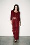 Burgundy Button Detailed Round Neck Jacket