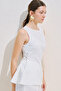 Linen Sleeveless Blouse with Tie-Up Detail Ecru - 4