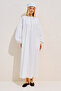 Striped Balloon Sleeve Long Dress Ecru - 5