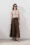 Linen Stitched Detail Skirt Dusty Brown - 6