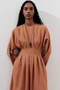 Linen Piece Detailed Dress Orange - 2