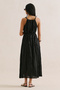 Linen Wide Pleated Dress Black - 8