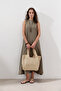 Linen Tight Wide Dress Khaki - 3