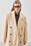 Double-Breasted Wool Coat Beige - 6