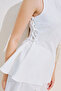 Linen Sleeveless Blouse with Tie-Up Detail Ecru - 7