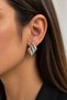 Silver Color Curved Form Modern Earrings - 2