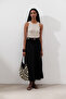 Linen Stitched Detail Skirt Black