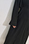 Linen Mixed Wide Sleeve Dress Black - 8