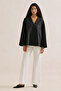 Poplin Wide Sleeves V-Neck Shirt Black - 2