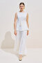Linen Sleeveless Blouse with Tie-Up Detail Ecru