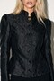 Black Hakim Collar Buttoned Jacquard Jacket - 3