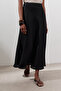 Linen Stitched Detail Skirt Black - 4