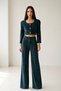 Emerald Button Detailed Round Neck Jacket