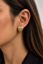 Gold Color Textured Heart Earrings - 2