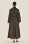 Dress with Wide Sleeves Design in Brown - 8