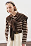 Square Neck Tie-Up Knitwear Scarf Brown - 5