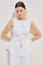 Linen Sleeveless Blouse with Tie-Up Detail Ecru - 5