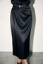 Black Metal Buckle Detailed Wrap Midi Skirt - 3